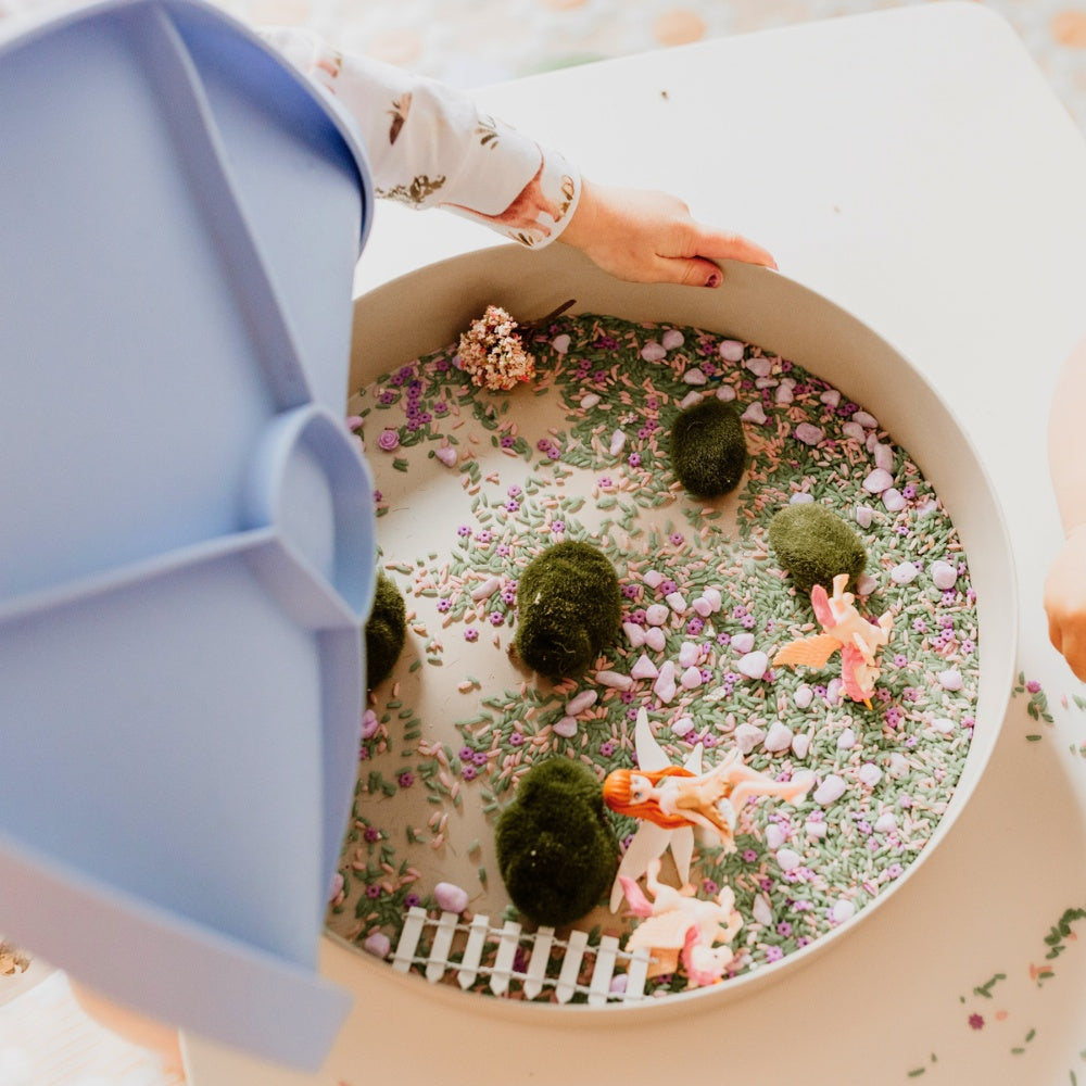 Jellystone Designs - Sensory Tray Play with Illustrated Silicone Lid - Soft Blue