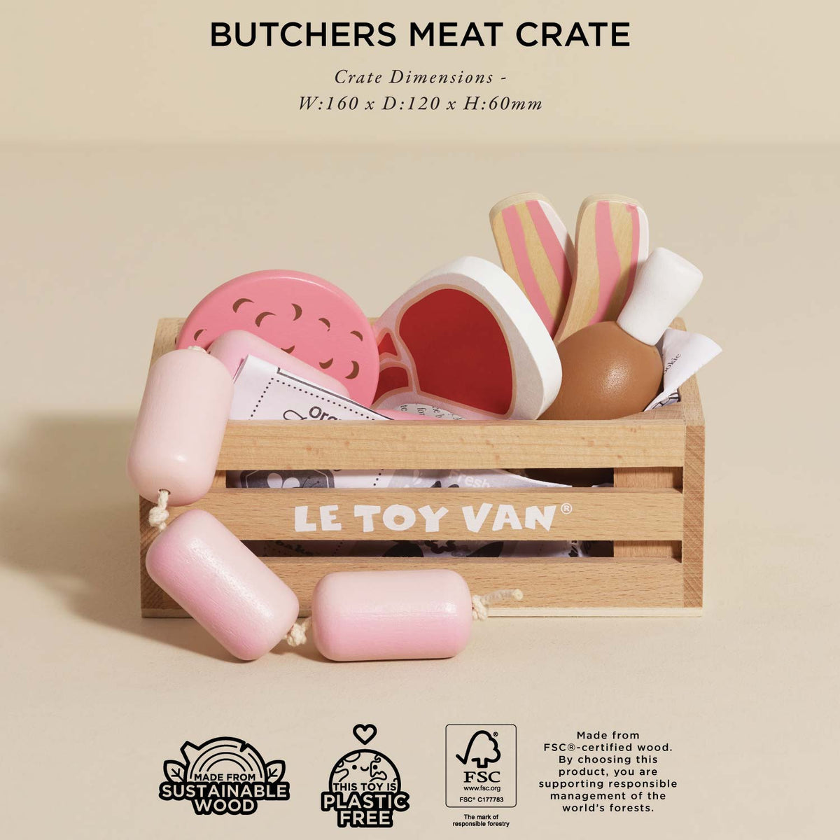 Le Toy Van Butchers Meat Wooden Market Crate