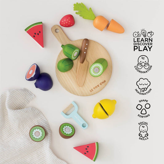 Le Toy Van Wooden Chopping Board & Sliceable Play Food