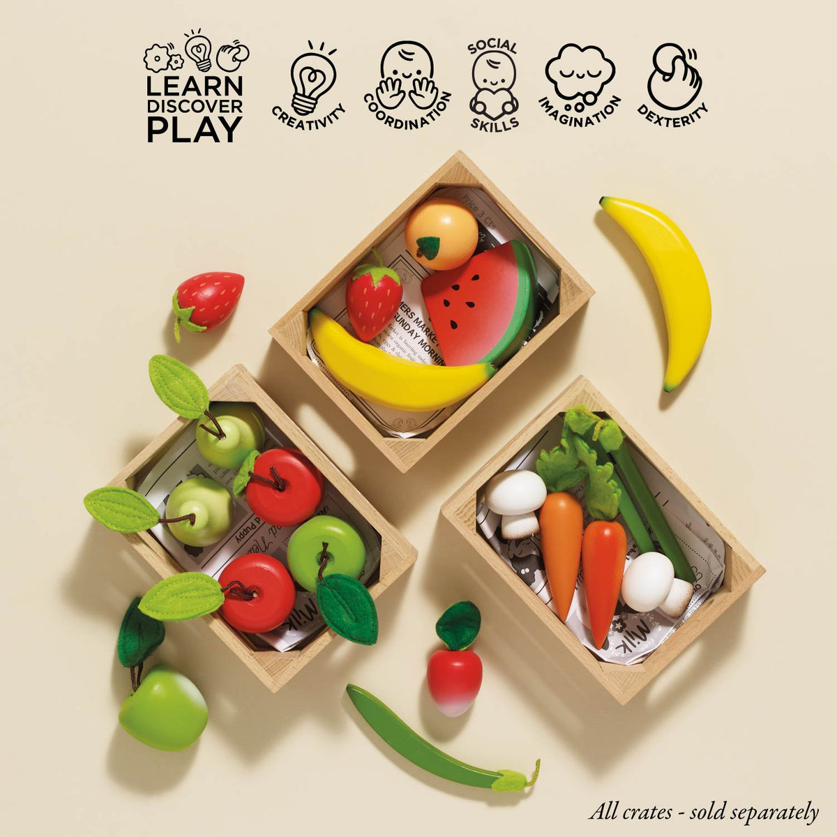 Le Toy Van Harvest Vegetables Wooden Food Crate