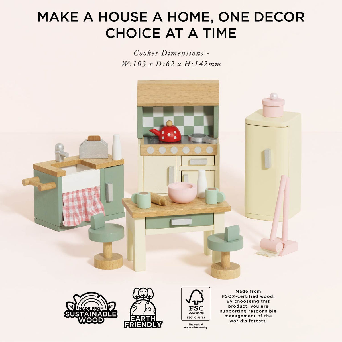 Le Toy Van Wooden Doll House Kitchen furniture