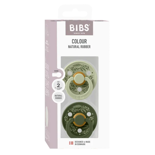 BIBS Holiday Colour Pacifier 2 Pack – Size 2 Holiday Leaf