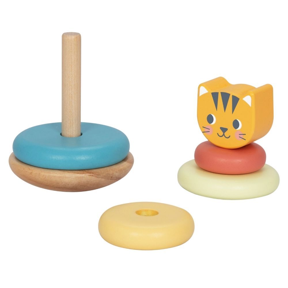 TookyToy - 3-in-1 Wooden Toy Gift Set - Rattle, Stacking Tower and Pull-Along Puppy