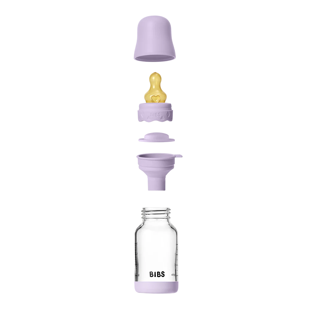 BIBS Boheme Glass Baby Bottle 120ml Latex - Violet Sky