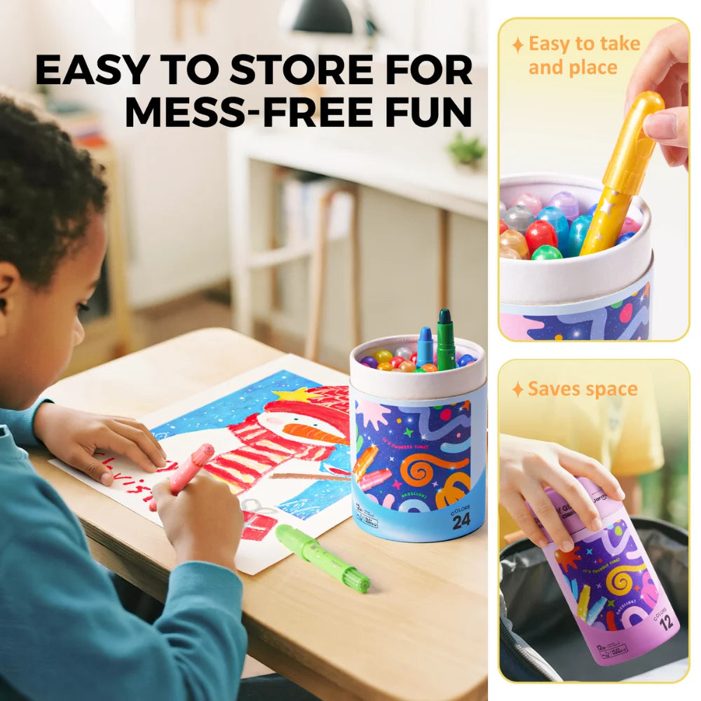 Jar Meló – Twistable Washable Glitter Crayons – 12 Colours