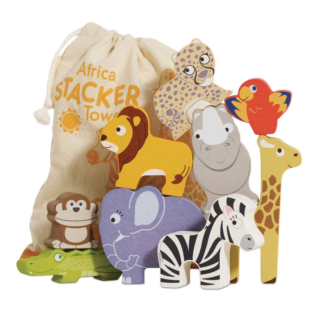 Le Toy Van African Safari Stacking Animals & Bag