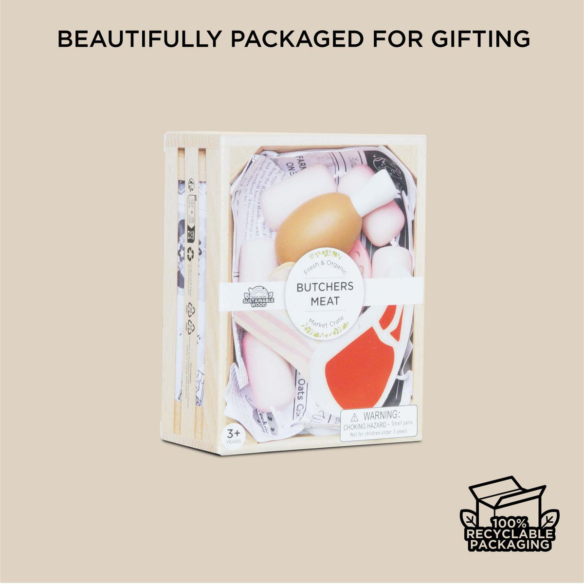 Le Toy Van Butchers Meat Wooden Market Crate