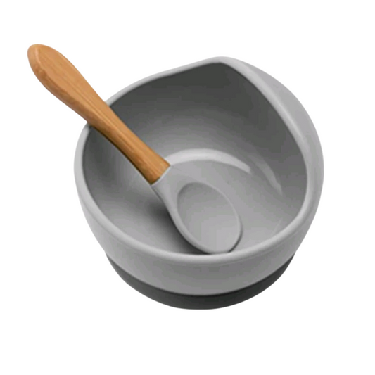 Silicone suction feeding bowl: Grey