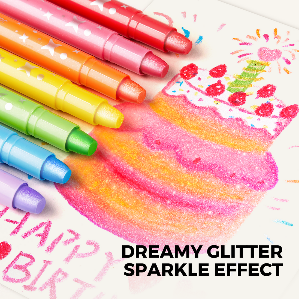 Jar Meló – Twistable Washable Glitter Crayons – 12 Colours