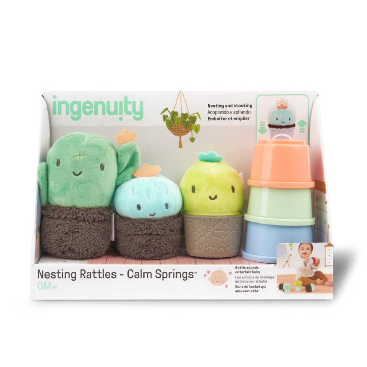 Ingenuity Calm Springs Nesting Rattles, Unisex, For Baby 3 Months & Up