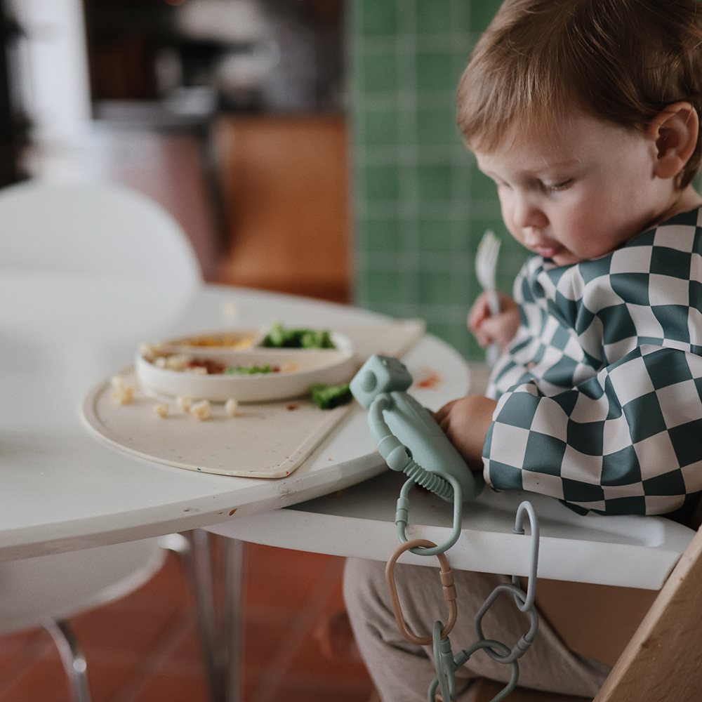 Mushie Sensory Robot Rattle Teether - Cambridge Blue