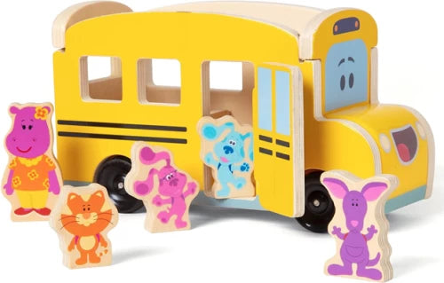 Melissa & Doug Blues Clues Wooden Pull-Back School Bus