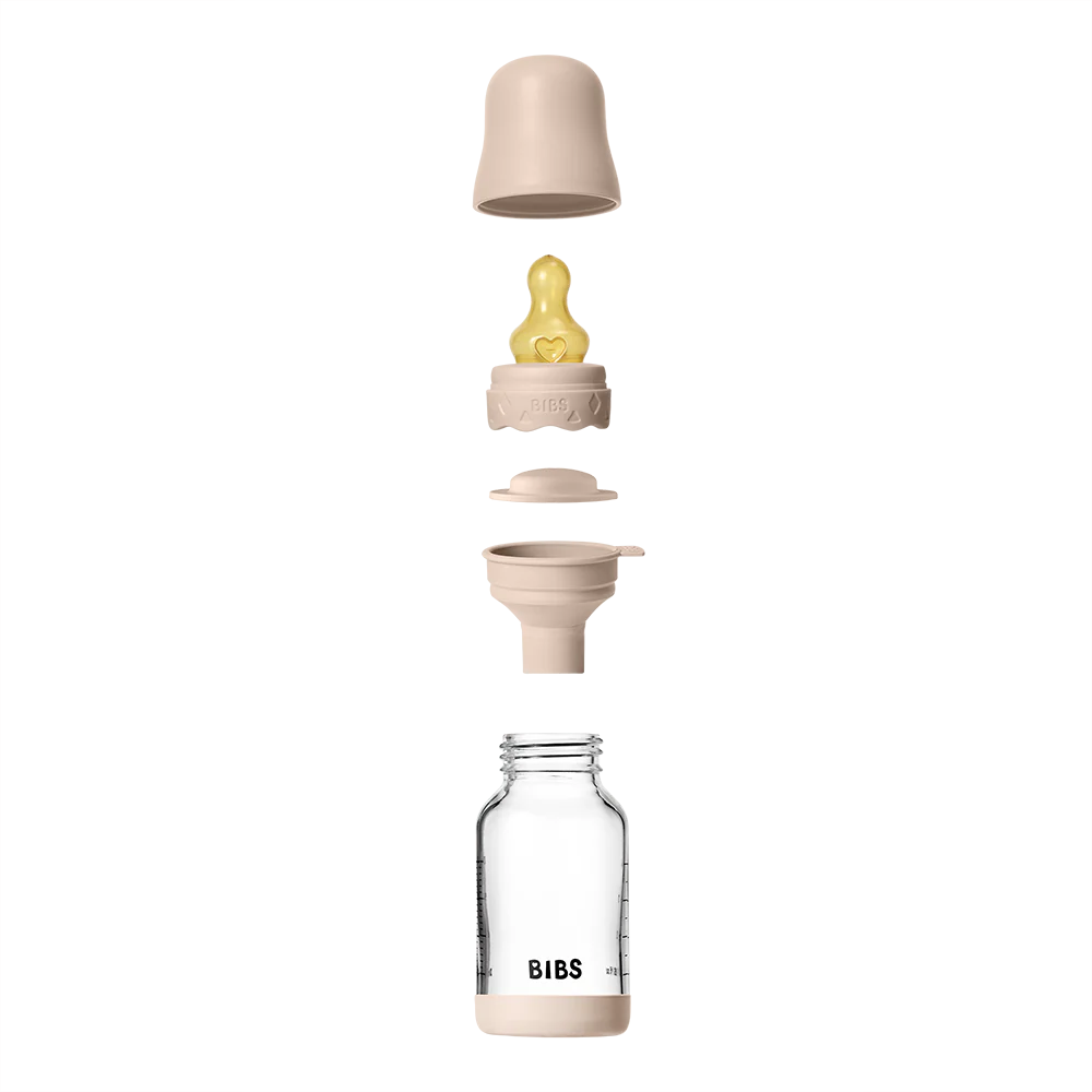 BIBS Boheme Glass Baby Bottle 120ml Latex - Blush
