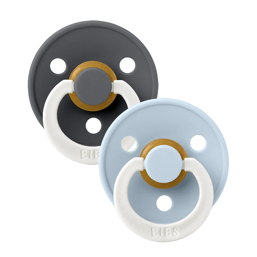 BIBS Colour Night GLOW 2 Pack - Iron/Baby Blue