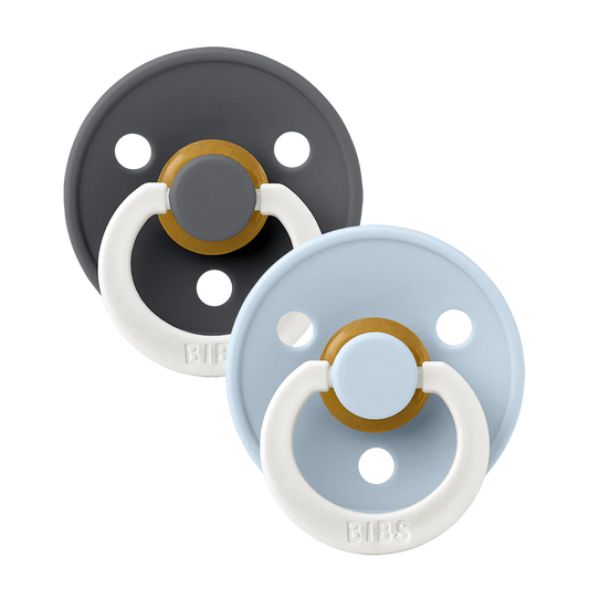 BIBS Colour Night GLOW 2 Pack - Iron/Baby Blue