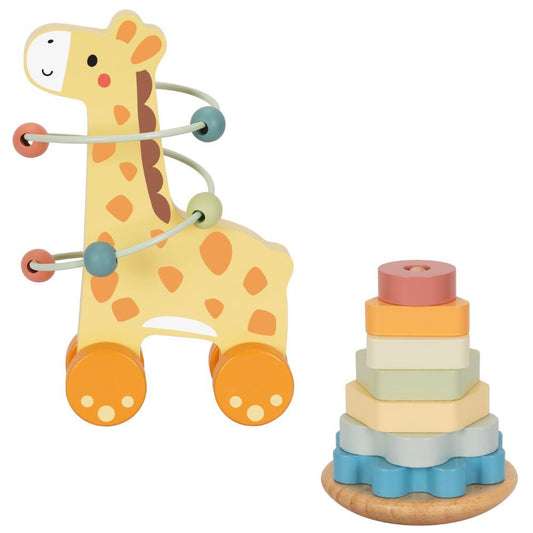 Tooky Toy 3-in-1 Giraffe Gift Box – Wooden Play & Learn Set