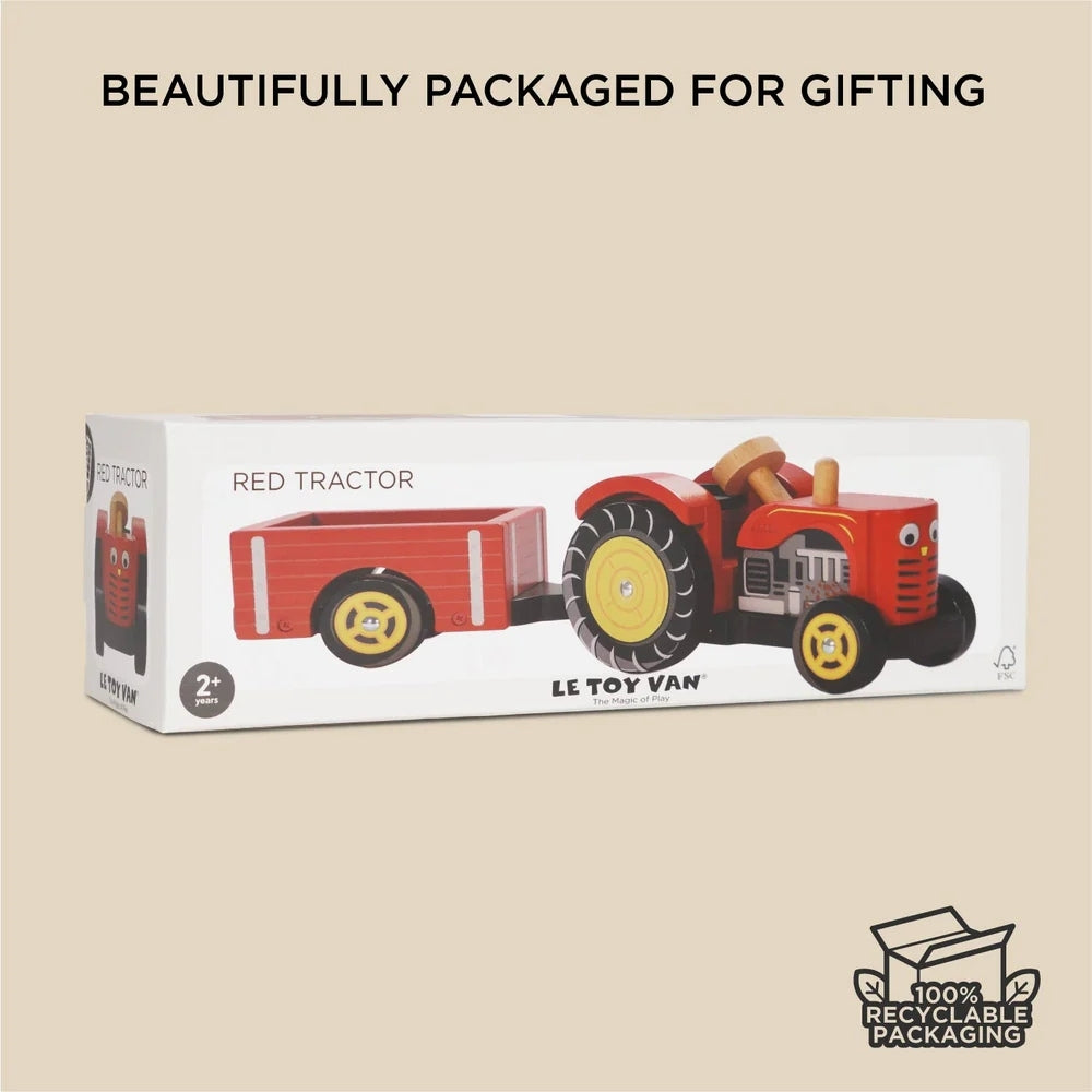 Le Toy Van Wooden Farmyard Tractor & Trailer