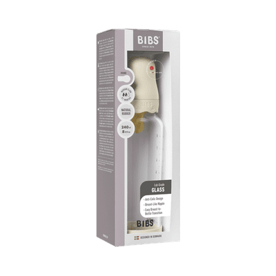 BIBS Boheme Glass Baby Bottle 240ml Latex - Ivory