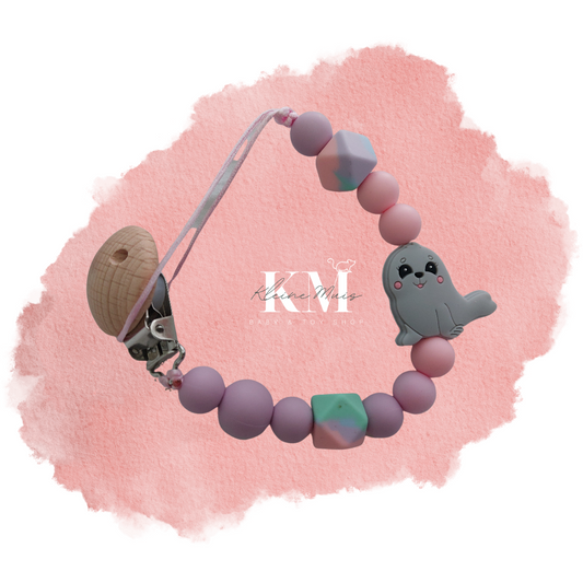 Silicone Dummy Clip: Rainbow Pink Seal