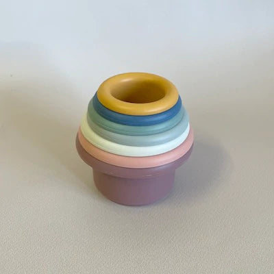 Silicone Stacking Cups Muted Rainbow