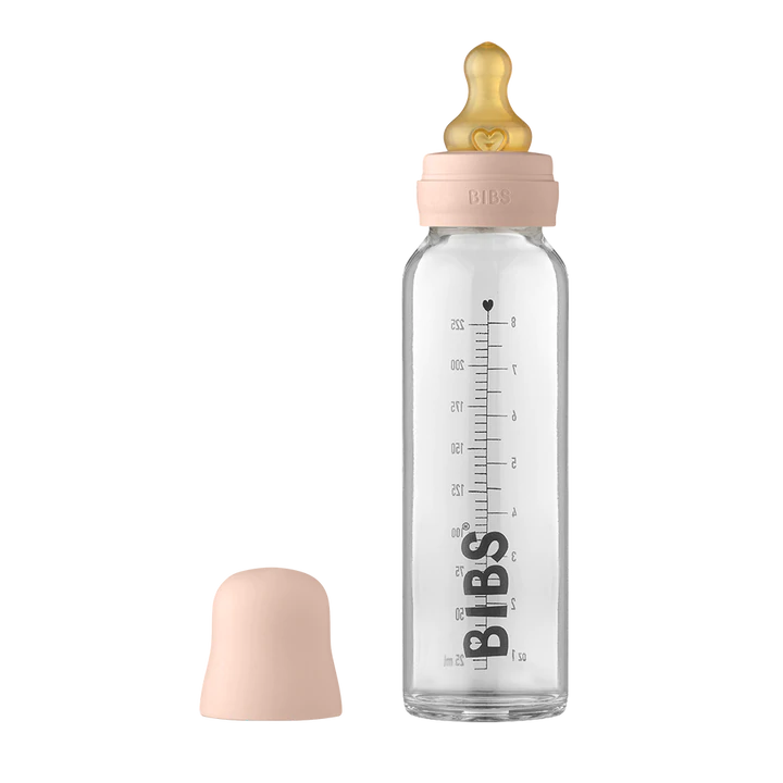 Biberón De Vidrio BIBS 240 Ml Con Tetina De Silicona - Anticólicos Y Favorece La Lactancia, Color Blush