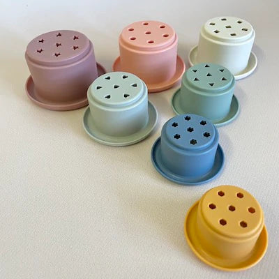 Silicone Stacking Cups Muted Rainbow